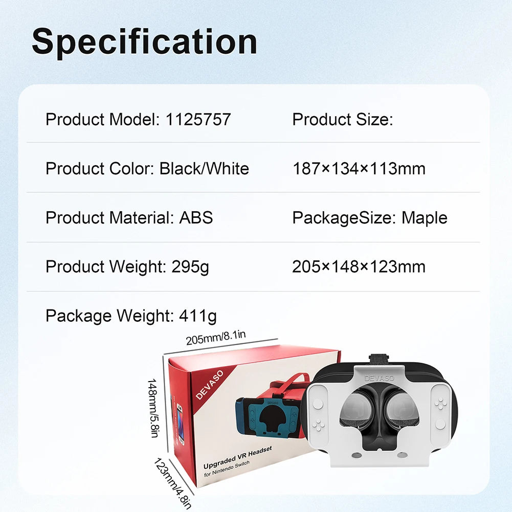 VR Headset 3D Virtual Reality Glasses Immersive Experience 3D VR Virtual Reality Glasses Adjustable for Nintendo Switch OLED