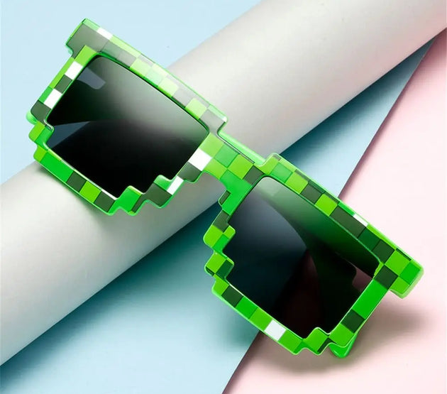 Retro Party Disco Mosaic Sunglasses Halloween Cosplay Funny Pixelated Mosaic Glasses Novel Photo Props Glasses for Adults Teens