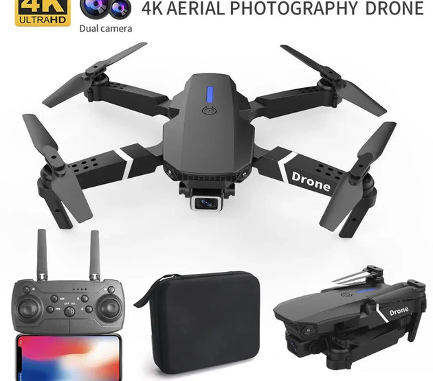 Professional Drone E88 4K Wide-Angle HD 1080P Camera WiFi FPV Height Hold Foldable RC Drone Quadrotor Helicopter Children's Toys