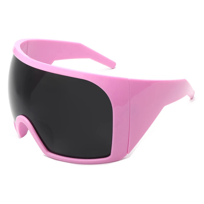 Oversized Punk One-piece Wrap Around Sunglasses Goggle Women Men Sun Glasses Female Surround 2000'S Shades Eyewear