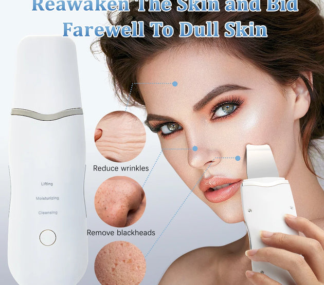 Electric Ultrasonic Skin Scrubber Vibration Face Spatula Peeling Blackhead Remover Facial Lifting Cleansing Ultrasonic Skin Care