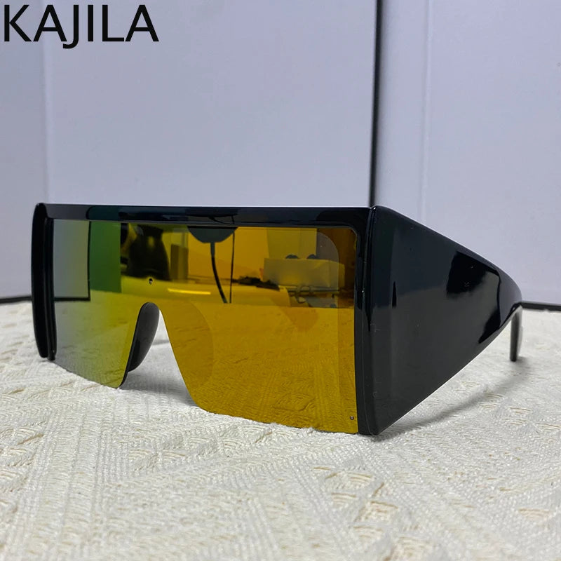 Oversized Square Punk Shield Sunglasses Women Big Frame 2025 Luxury Brand Steampunk One-Pieces Sun Glasses For Ladies Eyewear