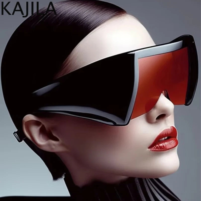 Oversized Square Punk Shield Sunglasses Women Big Frame 2025 Luxury Brand Steampunk One-Pieces Sun Glasses For Ladies Eyewear