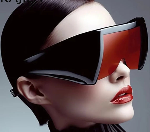 Oversized Square Punk Shield Sunglasses Women Big Frame 2025 Luxury Brand Steampunk One-Pieces Sun Glasses For Ladies Eyewear