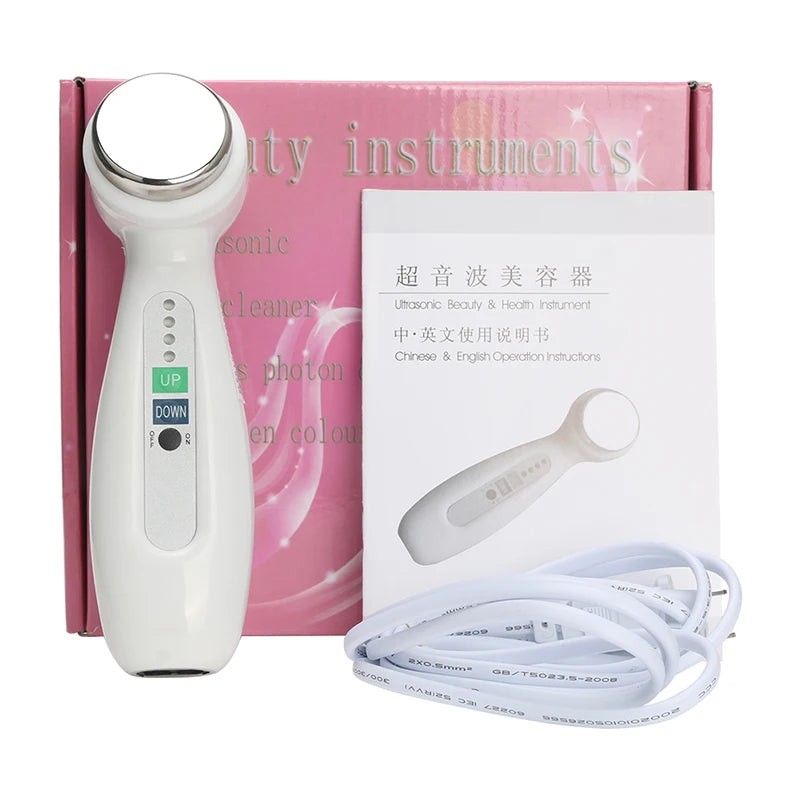 Handheld Ultrasonic Facial Massager Skin Tightening & Body Slimming, Portable Electroplating Spa Device for Wrinkle Reduction