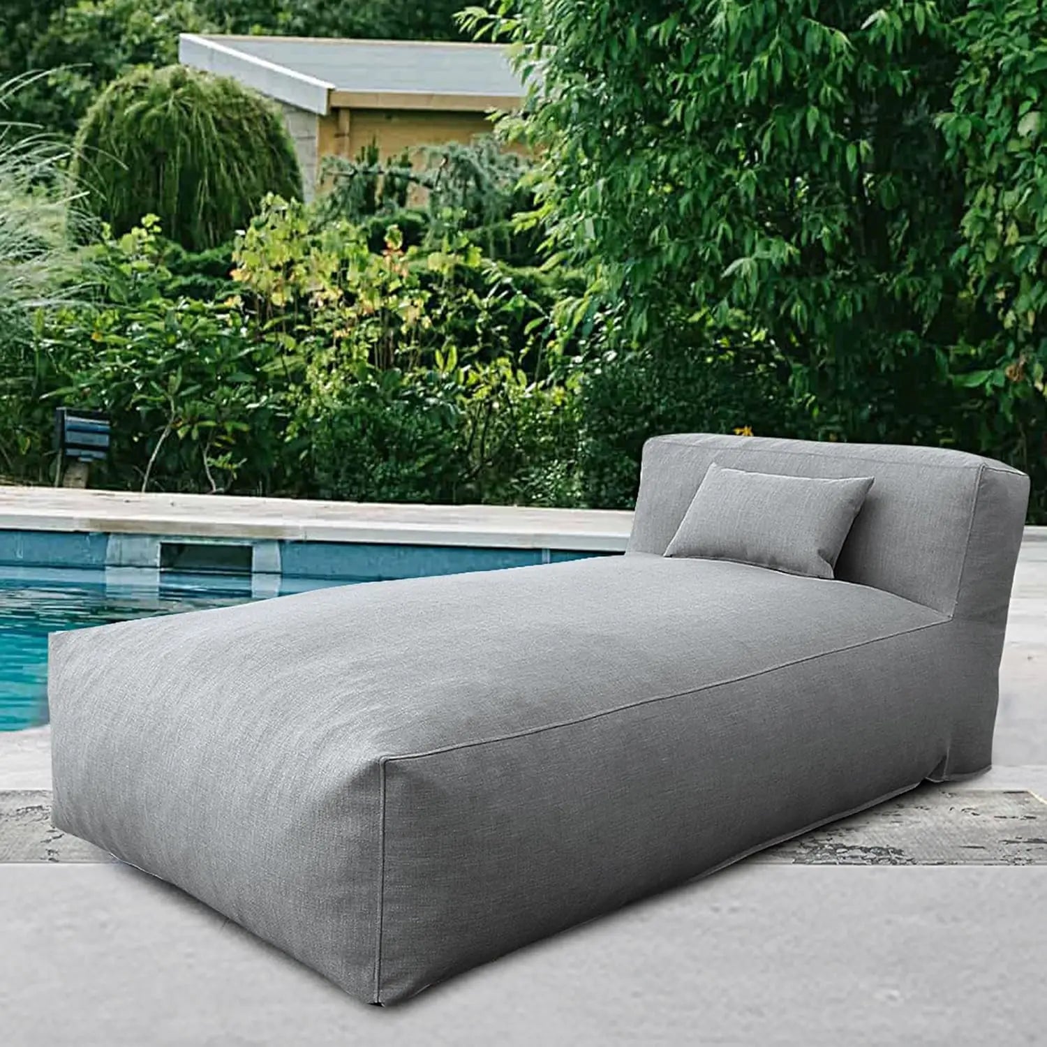 Outdoor Bean Bed Chair Sun Lounger, Couch Sofa for Patio & Pool, Foam Filling Day Bed Furniture, Comfy Lazy Sofa for Outside, Wa