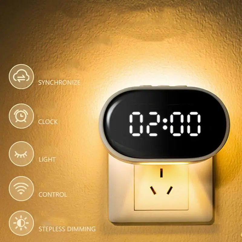Alarm Clock With LED Light Wall Plug Design Watch Manual Remote Control Digital Electronic Clocks Smart Night Light Clocks Gift