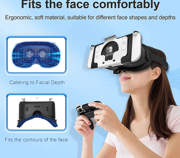 VR Headset 3D Virtual Reality Glasses Immersive Experience 3D VR Virtual Reality Glasses Adjustable for Nintendo Switch OLED