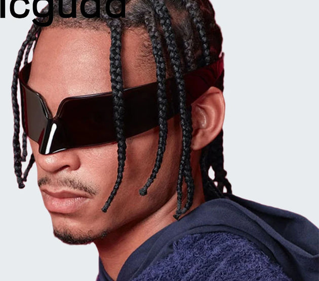 Rimless Futuristic Oversized Y2k Sports Sun Glasses For Rocker Festival Performer One-Pieces Cyber Punk Mask Sunglasses U400