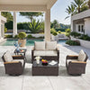 5 Pieces Outdoor Furniture Set with Swivel Chairs, Wicker Patio Furniture for Porch Deck Bistro Lawn Garden Backyard Poolside