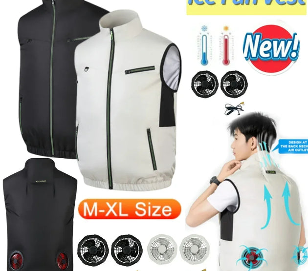Cooling Vest Ice Fan Vest 3 Gears USB Heat Resistant Air Conditioner Clothes Vest Breathable Wearable Cooling Fan Vest Camping