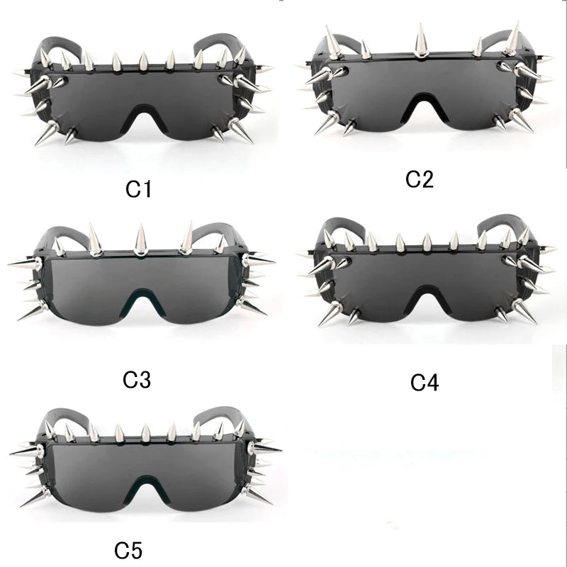 Steampunk Rivet Spike Wild Rock Bar Sunglasses Goggles Women Men Y2k Punk Sun Glasses Metal Futuristic Zonnebrillen Dames 2022
