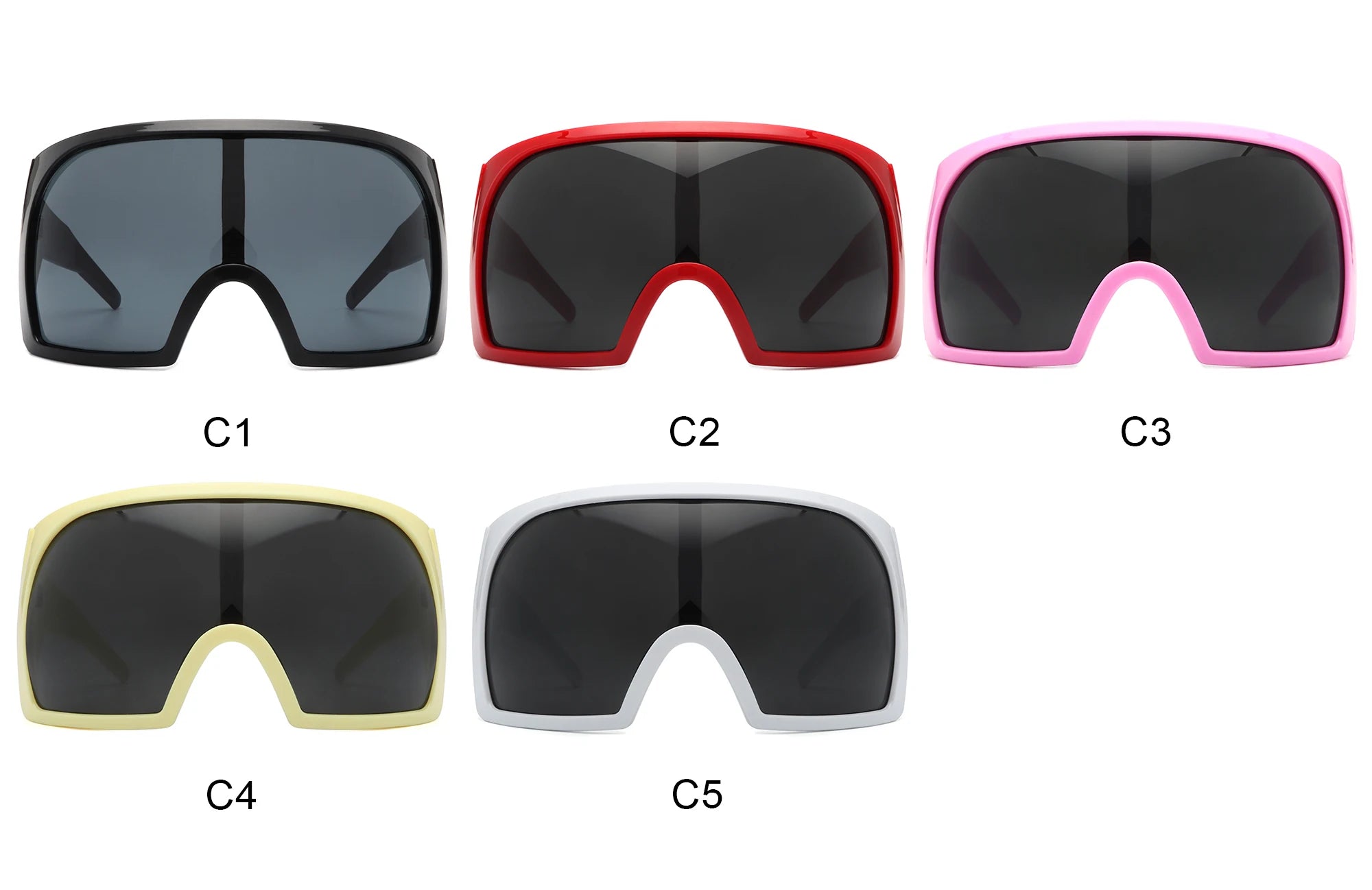 Oversized Punk One-piece Wrap Around Sunglasses Goggle Women Men Sun Glasses Female Surround 2000'S Shades Eyewear