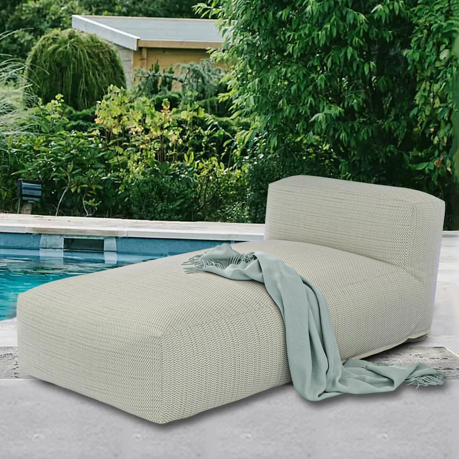 Outdoor Bean Bed Chair Sun Lounger, Couch Sofa for Patio & Pool, Foam Filling Day Bed Furniture, Comfy Lazy Sofa for Outside, Wa