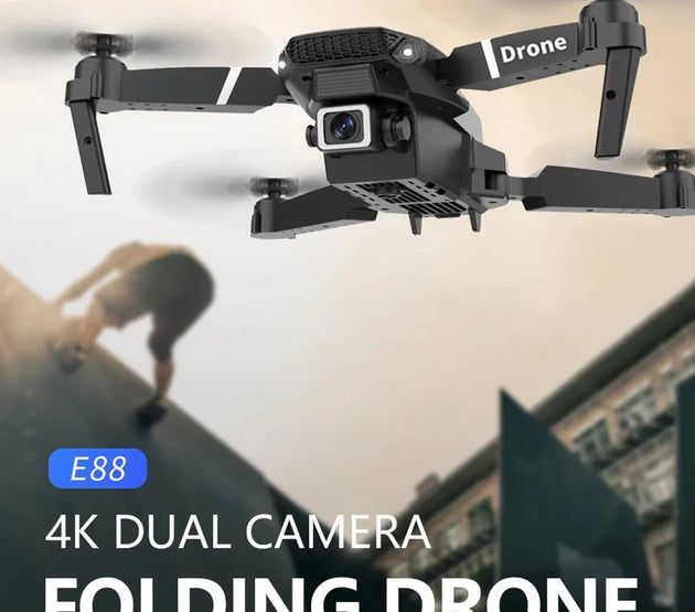 Professional Drone E88 4K Wide-Angle HD 1080P Camera WiFi FPV Height Hold Foldable RC Drone Quadrotor Helicopter Children's Toys