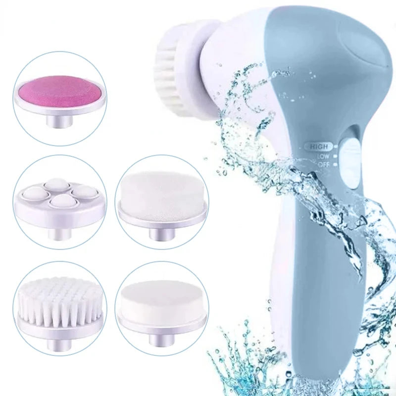 5 in 1 Facial Cleanser Pore Cleanser Face Massager Deep Electric Cleansing Brush Pore Cleaner Blackhead Remover Skin Beauty Care