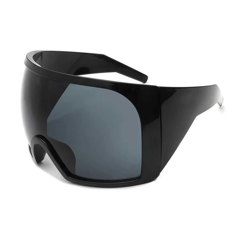 Oversized Punk One-piece Wrap Around Sunglasses Goggle Women Men Sun Glasses Female Surround 2000'S Shades Eyewear
