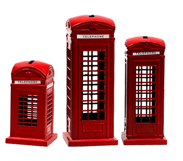 Telephone Booth Piggy Bank Telephone Booth Figurine Statue Money Saving Box Sculpture for Kids Birthday New Years Festival