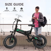 20"X4.0 Fat Tire Electric Bike for Adults, 500W Foldable Electric Bicycle with 48V 10Ah Built-In Battery, Shimano 7 Speed, Dual Shock Absorber