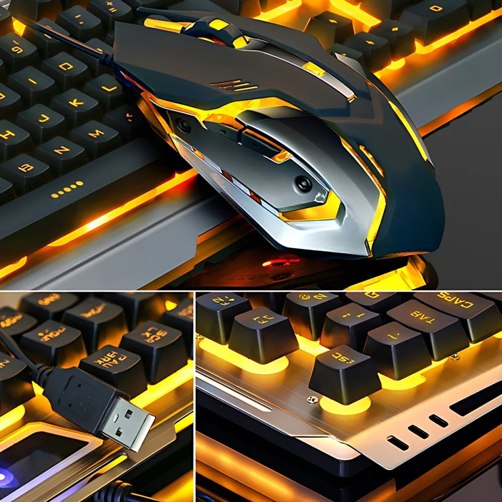 "Ultimate V1 USB Wired Mechanical Gaming Keyboard & Mouse Combo - Ergonomic Design for PC/Laptop/Gaming!"