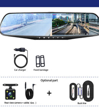 4.3 Inch Driving Recorder Car DVR Rearview Mirror Dual Lens Car Recorder 1080P IPS Front and Rear Camera Registrar Black Box New