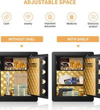 2.12 Cub Safe Box Fireproof Waterproof, Security Home Safe with Fireproof Document Bag, Large Fireproof Safe Box for Home with Inner Cabinet and LCD Display, Safe Box for Money Jewelry Documents