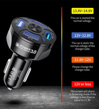 4-Port USB Car Charger, QC3.0 Fast Charging 4 USB Car Charger Adapter 7A Smart Shunt Car Phone Charger with Light, Suitable for Iphone & Android,Samsung Galaxy S10 S9 Plus