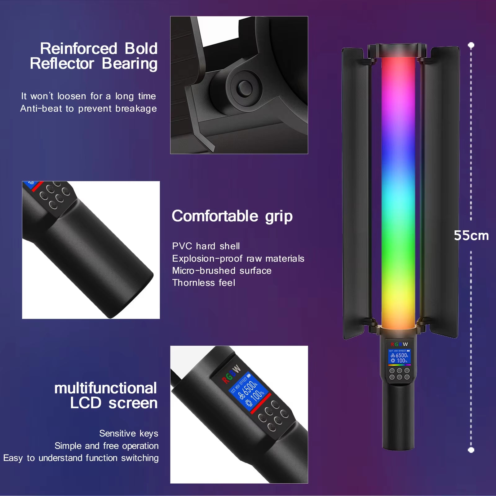 RGB Photography Video Light Stick Wand Party Colorful LED Lamp Fill Light Handheld Flash Speedlight Lighting with Tripod Stand