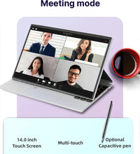 360° Rotating 14.0'' IPS Touch Screen 32G 128G-1T Laptop N95 Windows 11 Notebook 4 in 1 Tablet Business Office Slim Touch ID RGB