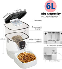 Pet Feeder,6L Automatic Pet Feeder for Cats and Dogs,1080P Camera,App Control,Voice Recorder,Timed Feeder for Schedule Feeding, Dual Power Supply,Wifi Pet Food Dispenser with App Control