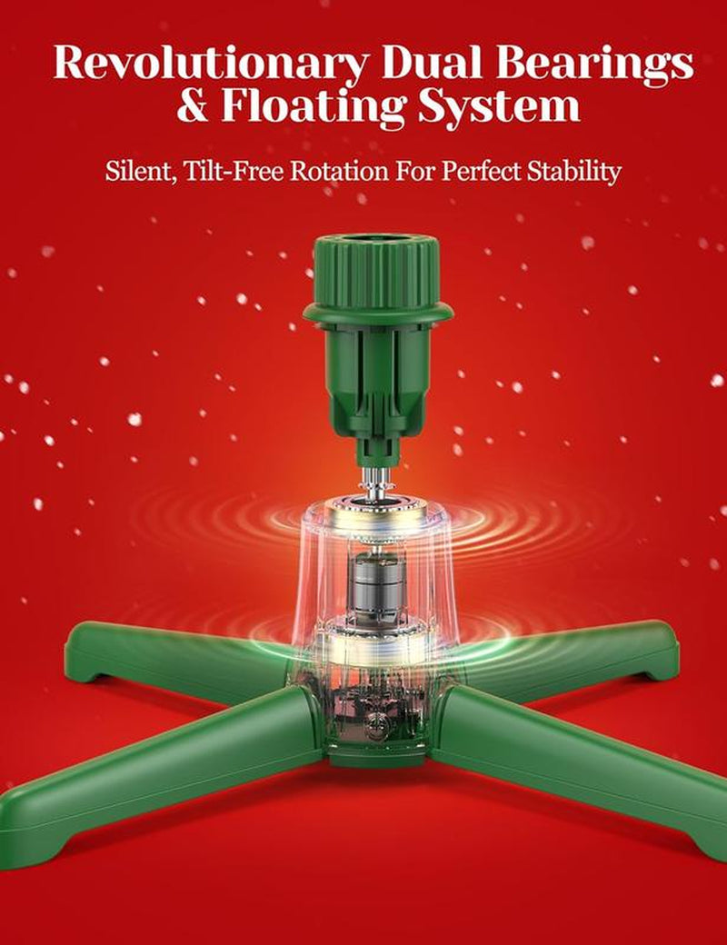 【Springlift】Rotating Christmas Tree Stand with Speaker, for 7-9Ft 120 Lb Artificial Christmas Tree with Remote, Built-In 3 Light Output Ports 800W