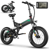 20"X4.0 Fat Tire Electric Bike for Adults, 500W Foldable Electric Bicycle with 48V 10Ah Built-In Battery, Shimano 7 Speed, Dual Shock Absorber