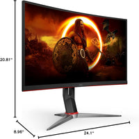 "Level Up Your Gaming: C27G2Z 27" Frameless Curved Monitor - Ultra-Fast 240Hz, FHD 1080P, 0.5ms Response, Freesync, Adjustable Height, Xbox & PS5 Compatible - 3-Year Zero-Bright-Dot Guarantee!"