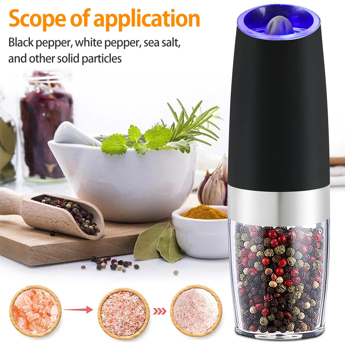 Electric Pepper Mill Stainless Steel Set