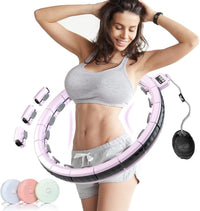 LULUPEACH Smart Weighted Fitness Hoops for Adults, 3Ld/5Ld Detachable Abdominal Core Exercise Massage Hoops Suitable for Men and Women Waist Size 32"/40"/50"/60"