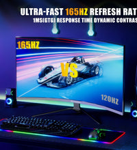 27Inch 165Hz Curved Gaming Monitor, 1440P 144Hz Gaming Monitor, QHD 2K(2560X1440) PC Monitor, LCD Computer Monitor for Laptop with 2 Speaker&Backlight, 1Ms Freesync, Metal Base, DP&HDMI