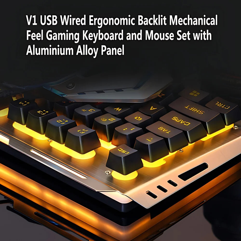 "Ultimate V1 USB Wired Mechanical Gaming Keyboard & Mouse Combo - Ergonomic Design for PC/Laptop/Gaming!"