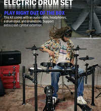 Adults Electronic Drum Set with Quiet Mesh Drum Pads, 31 Kits and 450+ Sounds, DED-200X