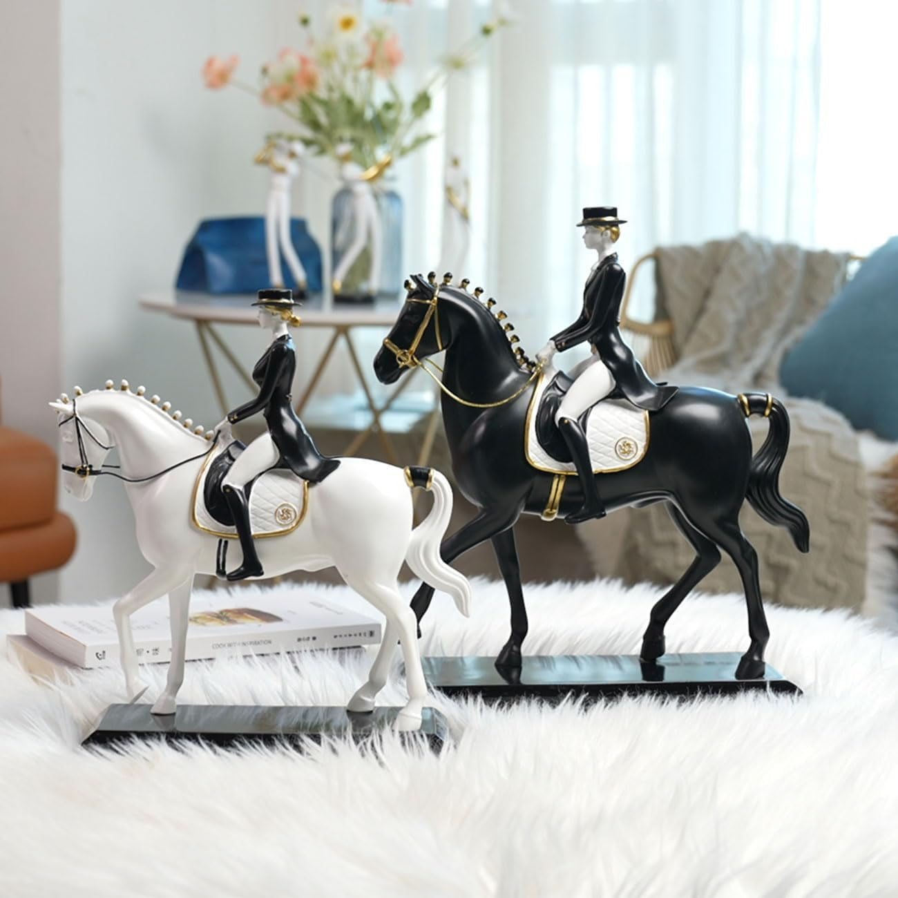 Modern Decor Sculpture Horse Figurine Animal Gifts Home Statue Table Centerpiece Crafts Polyresin Arts 11Inch