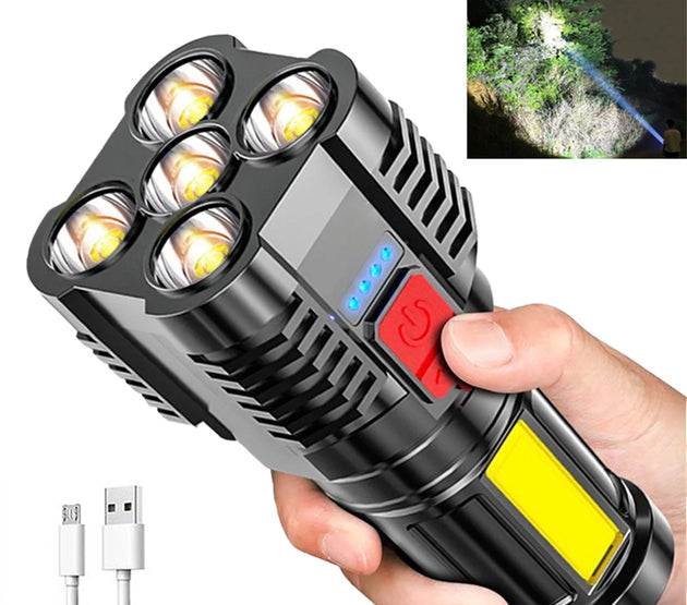 10000 LM LED Flashlights, Powerful Handheld Tactical Flashlight, LED Flashlights Searchlights, Ultra Bright USB Rechargeable Flashlight for Outdoor, Camping, Emergency