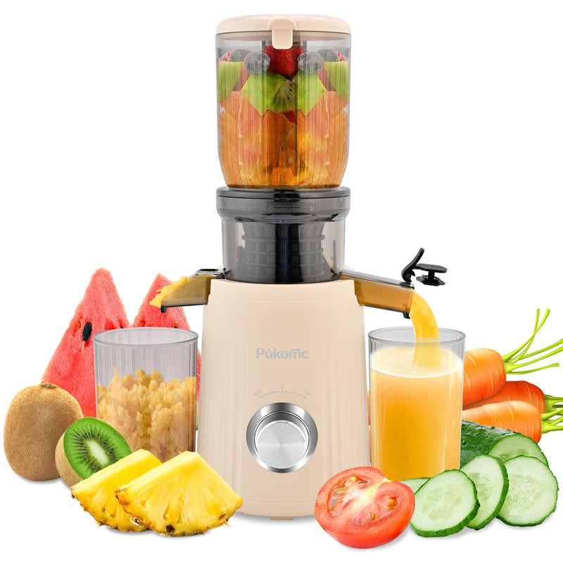 Pukomc Juicer Machines, Cold Press Juicer with 4.25'' Large Feed，Slow Masticating Machines Chute Fit Whole Vegetable and Fruit,High Juice Yield Juicer Easy to Clean