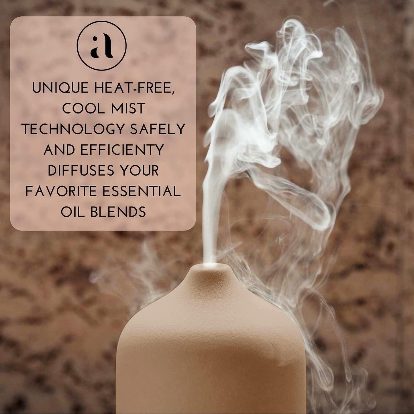 Ceramic Diffusers for Essential Oils - Elegant Stone Aromatherapy Diffuser for Home and Office - 3 in One Diffuse, Humidify and Ionize - Easy to Use (Sand)